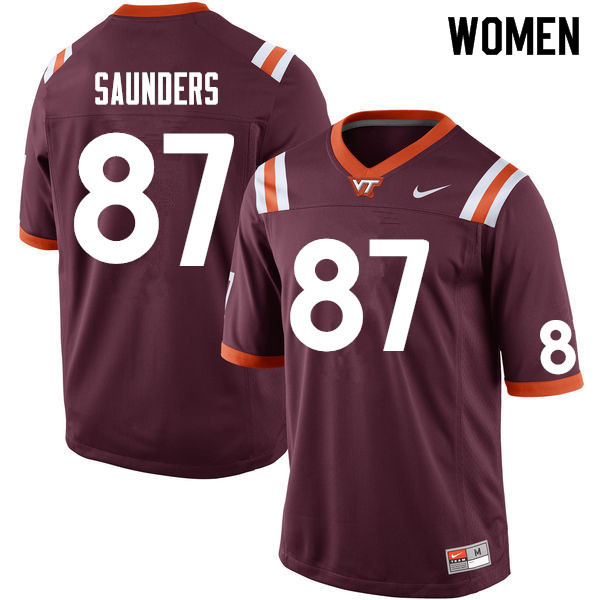Women #87 Tyree Saunders Virginia Tech Hokies College Football Jersey Sale-Maroon